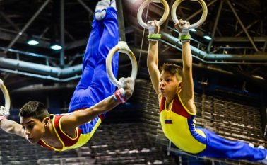 Ángel Barajas Vivas y Yan Dairon Zabala Arévalo, gimnastas de la Liga Nortesantandereana de Gimnasia. Confederación Sudamericana de Gimnasia
