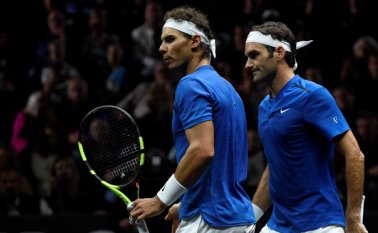 Nadal y Federer vencieron por 6-4, 1-6 y 10-5 a los estadounidenses Sam Querrey (N.16) y Jack Sock (N.21). AFP