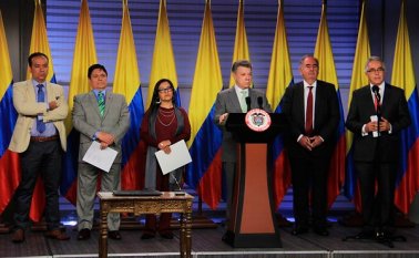 Rueda de prensa en la los fueron anunciados los nombres de los Magistrados de la JEP, por los miembros del comité de selección. Colprensa