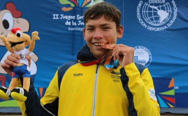 Actividad en los II Juegos Suramericanos de la Juventud Santiago-2017. en la foto: Cristian Triana, bronce en triatlón. Colprensa