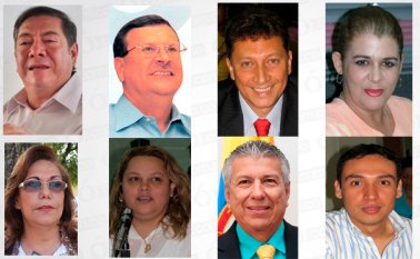 William Ovallos, Vicente García, Rodolfo Torres, Nelly Amparo Pérez, Margarita Silva, Lyda Jazmín Ardila, Luis Eduardo Guevara y Hugo Márquez. Archivo