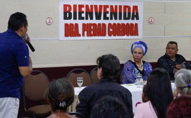 La precandidata presidencial, Piedad Córdoba, quien está recogiendo firmas para avalar su proyecto político, estuvo este viernes en Cúcuta. Mario Franco