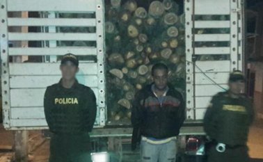 El conductor no mostró la documentación necesaria que demostrara la legalidad de la madera. Cortesía