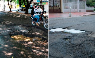 Prácticamente, la tronera ocupa uno de los dos carriles en dirección hacia la avenida Gran Colombia. César Obando-Karina Judex