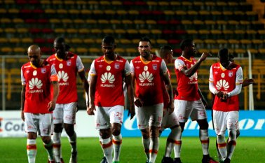 En el estadio Metropolitano de Techo, Equidad empató 0-0 con Santa Fe en el marco de la décimo séptima fecha de la Liga Aguila I. En la foto: Santa Fe. Colprensa