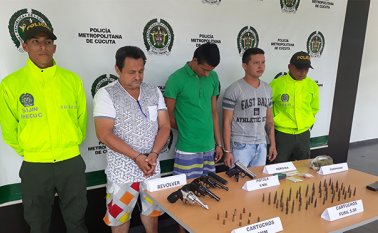 Los tres capturados tenían tareas divididas para la organización en el área metropolitana de Cúcuta. Cortesía Policía