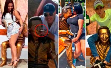 La escultura de ‘El Cacique de la Junta’, en Valledupar, fue inaugurada el 26 de mayo del año pasado. Tomada de Instagram y Twitter