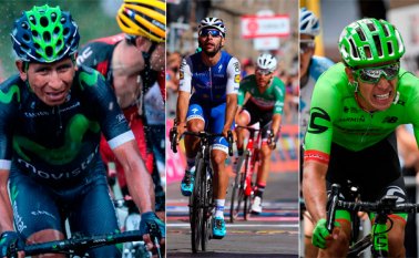 El reto principal de Nairo Quintana (centro) para la temporada que arranca hoy será conquistar por fin el Tour de Francia. Archivo