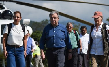 Guterres arrivó el sábado a Colombia para apoyar los esfuerzos de paz en el país. AFP