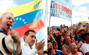 Álvaro Uribe Vélez estuvo ayer en la tarde en La Parada, a unos cuantos metros del puente internacional Simón Bolívar. Mario Franco