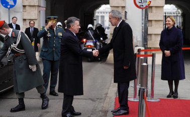 Santos se encontró en Viena con el presidente austríaco Van der Bellen y con el jefe del Gobierno, Sebastian Kurz. Colprensa