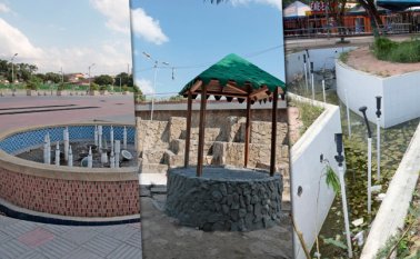 Las del parque Cúcuta 300 años, Las cascadas y la fuente de el Malecón no funcionan actualmente. Alfredo Estévez y Mario Caicedo