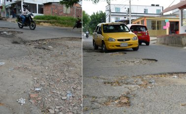 Los motorizados son las principales víctimas de las troneras de la calle 15 de Torcoroma III. Leonardo Oliveros