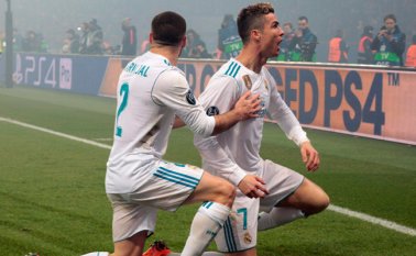 El astro portugués Cristiano Ronaldo abrió el marcador con un remate de cabeza. AFP