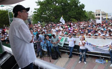 Petro encabezó un manifestación en San Onofre, Sucre. Colprensa