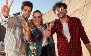 Sebastián Yatra, Fanny Lu y Andrés Cepeda, los entrenadores. Cortesía