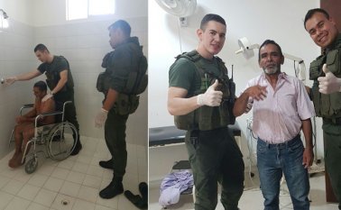 Con ayuda de la comunidad, la Policía remitió hasta Ocaña ‘Don Alirio’, donde gestionaron un hogar geriátrico para su cobijo y cuidado integral. Policía Nacional