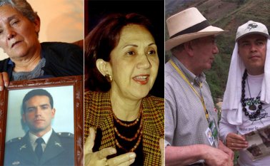 El policía Julián Ernesto Guevara (izquerda), la exministra de Cultura Consuelo Araújo Noguera (centro), así como el gobernador Guillermo Gaviria y su asesor de paz, Gilberto Echeverry Mejía, murieron en cautiverio. Archivo