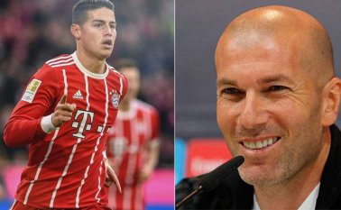 El colombiano James Rodríguez (izquierda) se marchó del Real Madrid cedido al Bayern, al no contar para el técnico Zidane. Tomada de Twitter