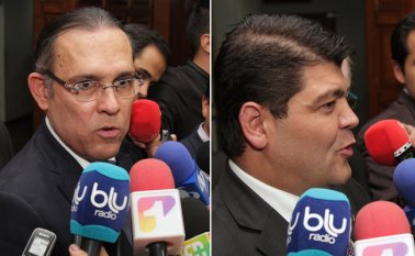 Efraín Cepeda (izquierda) señaló que la decisión mayoritaria que hoy existe es de ir con Germán Vargas Lleras. Juan Diego Gómez (derecha) respaldará a Iván Duque y se mostró complacido por la noticia. Colprensa
