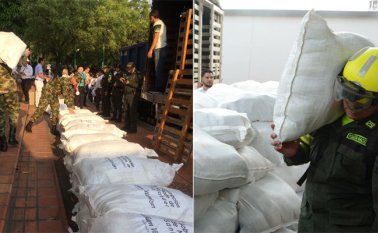 Estas 20 toneladas de alimentos e insumos básicos se suman a los 2.500 kilos movilizados por el Ejército el lunes. Cortesía