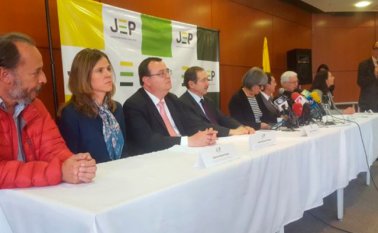 Los magistrados de la JEP estuvieron ante los medios en una declaración pública sobre las funciones que se cumplen dentro de la Jurisdicción. Colprensa