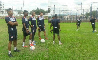 Los dirigidos por Lucas Pusineri entrenador ayer en la cancha del colegio Comfonorte. Cúcuta Deportivo