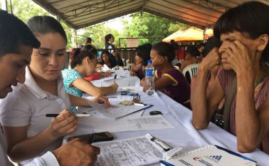 Aspecto del registro de los venezolanos que han cruzado la frontera hacia Colombia huyendo de las dificultades económicas y sociales. Archivo