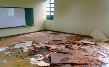 Cuatro techos se desplomaron en el colegio José Eusebio Caro de Ocaña. Cortesía