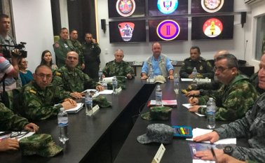 El ministro de Defensa lidera reunión de seguridad desde Tibú.  Cortesía
