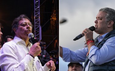 El candidato de la Colombia Humana, Gustavo Petro, va por los verdes, el Polo y más jóvenes. Iván duque,  del Centro Democrático, podría atraer a Cambio Radical, la U y más azules. Archivo