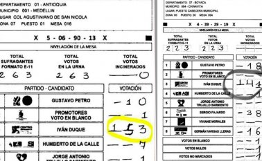 Por este tipo de alteraciones en los formatos E-14, el candidato de la Colombia Humana, Gustavo Petro, decidió presentar un paquete de reclamaciones ante el CNE, a fin de determinar si se trató de fraude. Archivo
