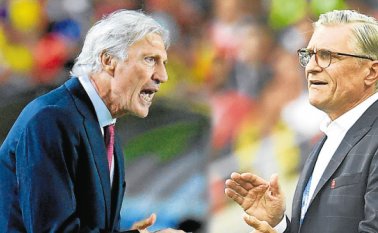 José Pékerman y Adam Nawałka. AFP