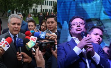 Iván Duque, del Centro Democrático, venció en la segunda vuelta presidencial al izquierdista Gustavo Petro (derecha). Archivo
