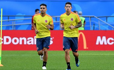 Falcao García y James Rodríguez buscarán el gol frente a Senegal.  Colprensa