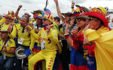 Aficionados de todas partes de Colombia fueron los embajadores en Moscú de los 50 millones de connacionales. Colprensa