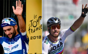 Sagan (derecha) fue el más fuerte en un esprint entre un reducido grupo de corredores AFP