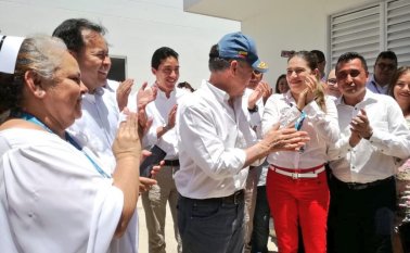 Presidente Santos en Tibú entregando el nuevo hospital. Cortesía