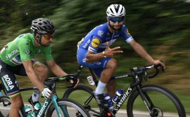 Gaviria fue segundo en la etapa de ayer, y hoy buscará las fuerzas para asegurar su tercera victoria de etapa. AFP