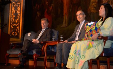 El presidente Juan Manuel Santos, fue el encargado de presentar la Biblioteca del Proceso de Paz con las Farc. Colprensa