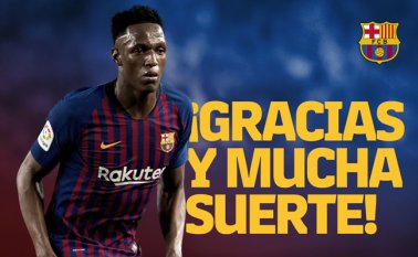"El FC Barcelona expresa públicamente su agradecimiento a Yerry Mina por su compromiso y su dedicación y le desea mucha suerte y éxitos en el futuro", señaló el equipo catalán. Tomada de Twitter