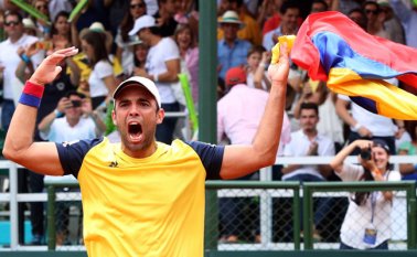 Juan Sebastián Cabal en la serie entre Colombia y Chile de 2017. Colprensa