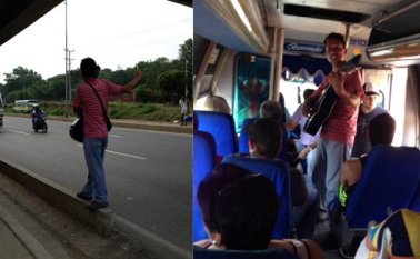 Erwin Badillo demuestra su talento musical cantando en las busets que hacen el recorrido desde La Parada hasta Cúcuta. La Opinión