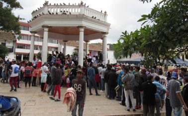 500 migrantes venezolanos se beneficiaron de la donatón liderada por el Instituto de la Caridad Universal de Pamplona. Roberto Ospino