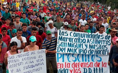 Campesinos de la zona del Catatumbo llevan a cabo marchas para rechazar la violencia generada por las confrontaciones de los grupos subversivos que operan en la región. Cortesía