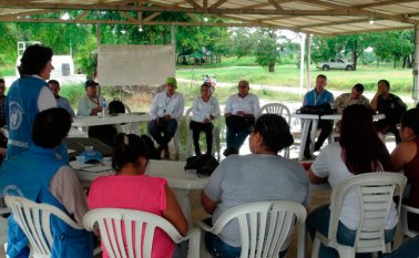 Jessica Faieta, jefa adjunta de la Misión de Verificación de la ONU en Colombia, estuvo en Caño Indio para conocer los avances y dificultades del proceso de reincorporación de los excombatientes de las Farc. Cortesía