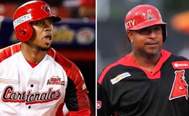 Los jugadores de Cardenales de Lara en el béisbol Luis Valbuena y José Castillo. Twitter