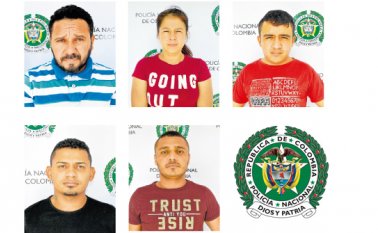 Charles Varela Gutiérrez, Francy Lilibeth Alicastro, Jeison Alberto Díaz, Andrés José Charris y Moisés Julio Méndez. Policía Nacional
