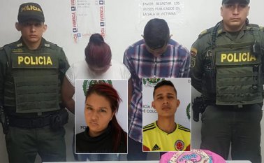 Brayan Andrés Ríos Tarazona, de 22 años; y de María Lusinda Valenzuela Correa, de 32, quedaron a disposición de la Fiscalía. Policía Nacional