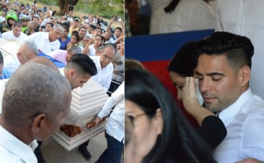 Radamel Falcao García Zárate, arribó al camposanto sobre las 11:00 de la mañana, bajo estrictas medidas de seguridad. El País